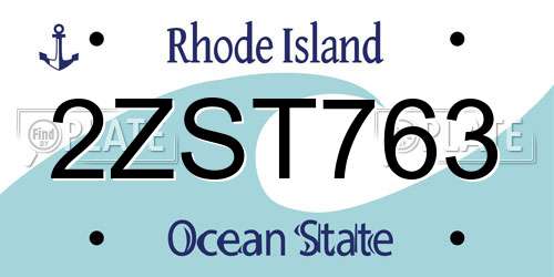 2ZST763 Rhode Island License Plate