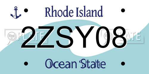 2ZSY08 Rhode Island License Plate