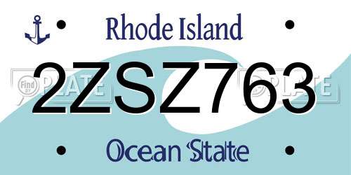 2ZSZ763 Rhode Island License Plate