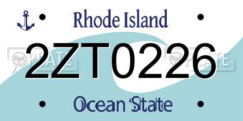 2ZT0226 Rhode Island License Plate
