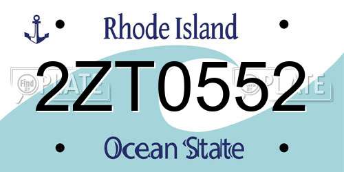 2ZT0552 Rhode Island License Plate