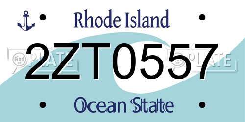 2ZT0557 Rhode Island License Plate