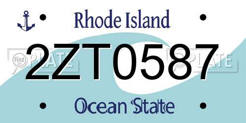 2ZT0587 Rhode Island License Plate