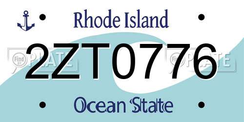 2ZT0776 Rhode Island License Plate