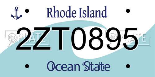 2ZT0895 Rhode Island License Plate