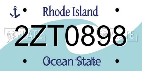 2ZT0898 Rhode Island License Plate
