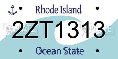 2ZT1313 Rhode Island License Plate