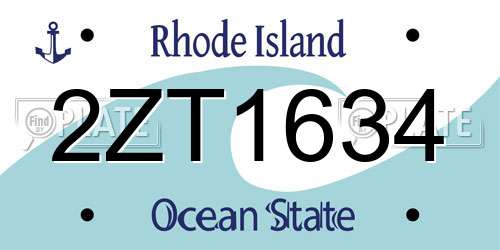 2ZT1634 Rhode Island License Plate