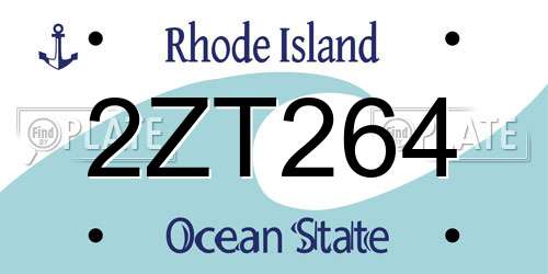 2ZT264 Rhode Island License Plate