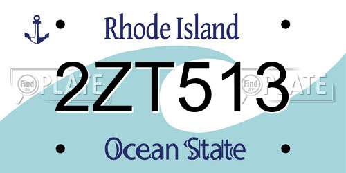 2ZT513 Rhode Island License Plate