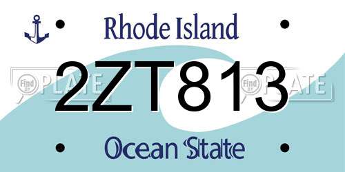 2ZT813 Rhode Island License Plate