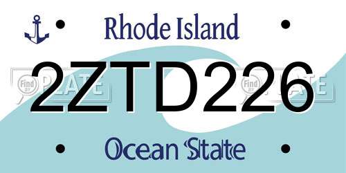 2ZTD226 Rhode Island License Plate