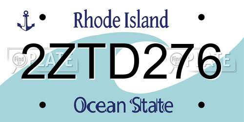2ZTD276 Rhode Island License Plate