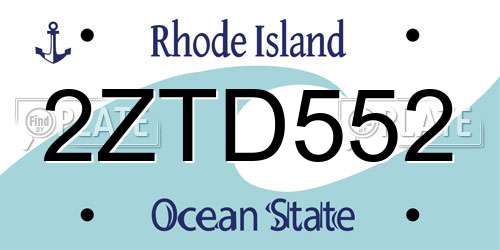 2ZTD552 Rhode Island License Plate