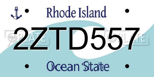 2ZTD557 Rhode Island License Plate