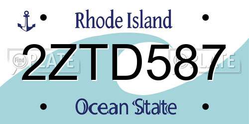 2ZTD587 Rhode Island License Plate