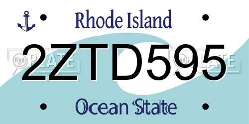 2ZTD595 Rhode Island License Plate