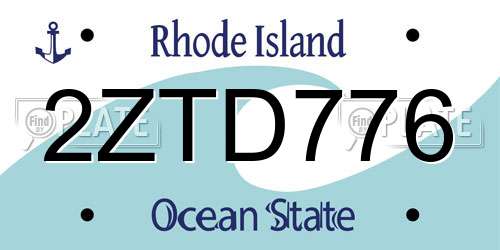 2ZTD776 Rhode Island License Plate