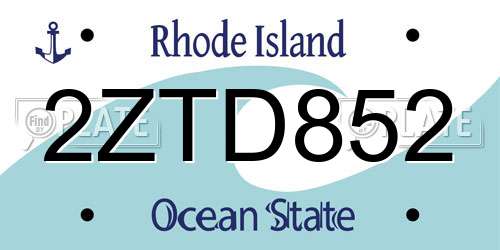 2ZTD852 Rhode Island License Plate