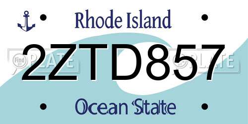 2ZTD857 Rhode Island License Plate