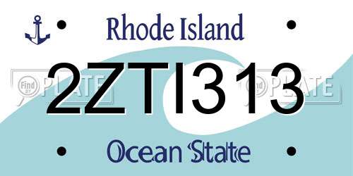 2ZTI313 Rhode Island License Plate