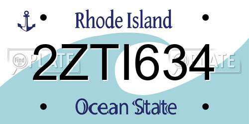 2ZTI634 Rhode Island License Plate