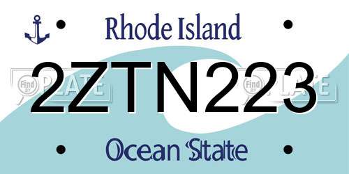 2ZTN223 Rhode Island License Plate