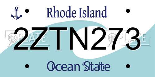 2ZTN273 Rhode Island License Plate