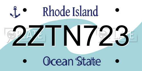 2ZTN723 Rhode Island License Plate