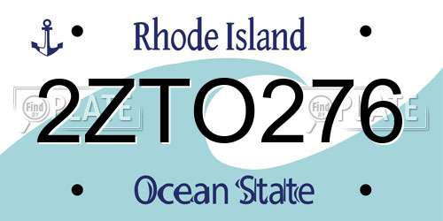 2ZTO276 Rhode Island License Plate