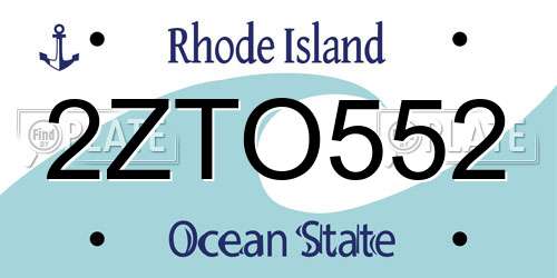 2ZTO552 Rhode Island License Plate