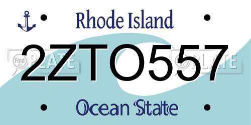 2ZTO557 Rhode Island License Plate