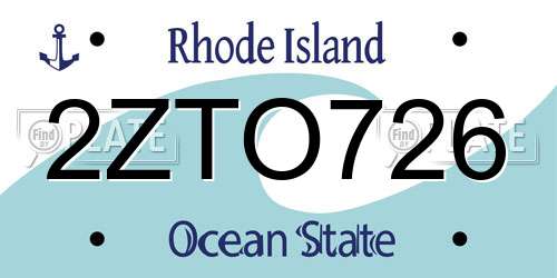 2ZTO726 Rhode Island License Plate