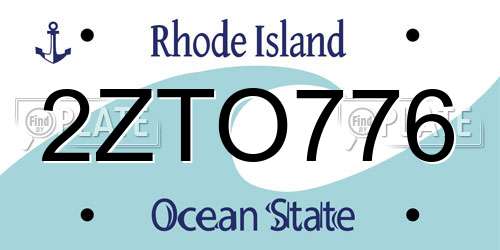 2ZTO776 Rhode Island License Plate