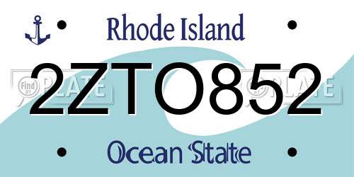 2ZTO852 Rhode Island License Plate