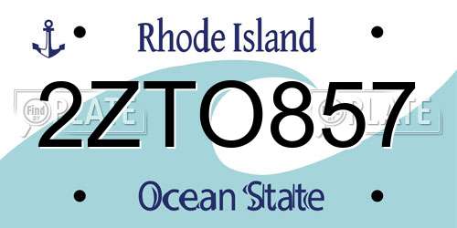 2ZTO857 Rhode Island License Plate