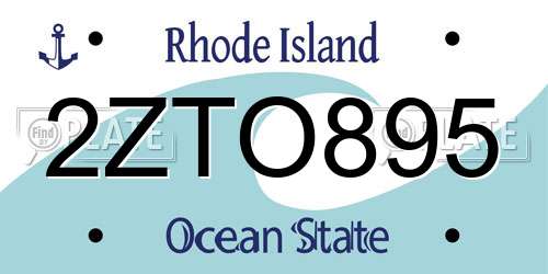 2ZTO895 Rhode Island License Plate