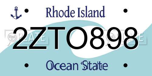2ZTO898 Rhode Island License Plate