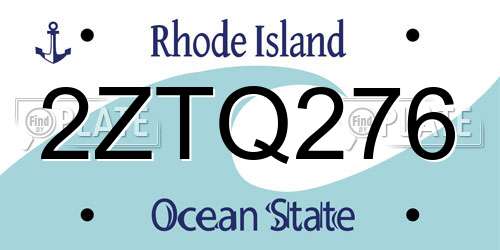 2ZTQ276 Rhode Island License Plate