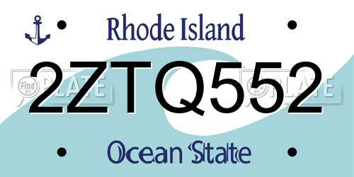2ZTQ552 Rhode Island License Plate