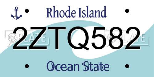 2ZTQ582 Rhode Island License Plate