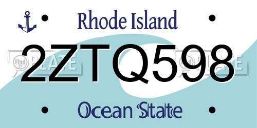 2ZTQ598 Rhode Island License Plate