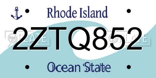 2ZTQ852 Rhode Island License Plate