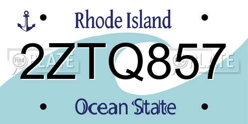 2ZTQ857 Rhode Island License Plate