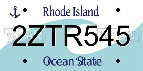 2ZTR545 Rhode Island License Plate