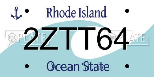2ZTT64 Rhode Island License Plate