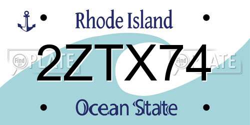 2ZTX74 Rhode Island License Plate