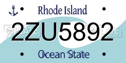 2ZU5892 Rhode Island License Plate