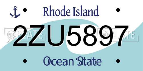 2ZU5897 Rhode Island License Plate