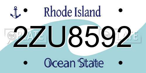 2ZU8592 Rhode Island License Plate